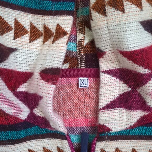 Wool Hooded Jackets for Women and Men - Chocolate Colorful Beige Unisex XL Aztec - Picture 6 of 9